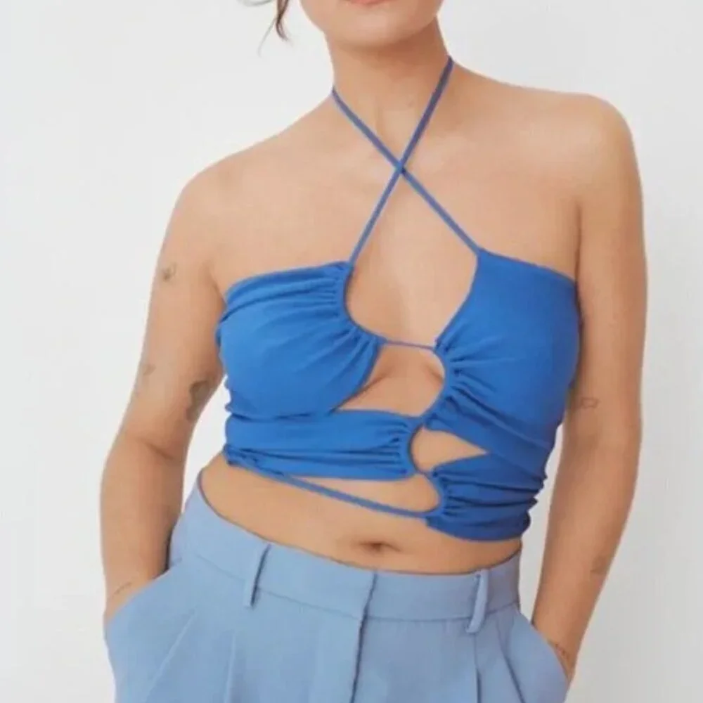 ZARA HALTER KNIT TOP SIZE L 4938/006/400